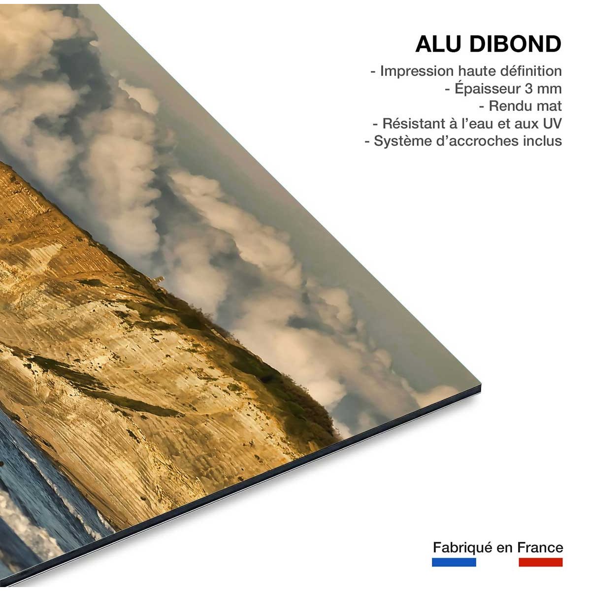 Tableau plage d'hendaye et les rochers des 2 jumeaux tableau alu dibond, HEXOA