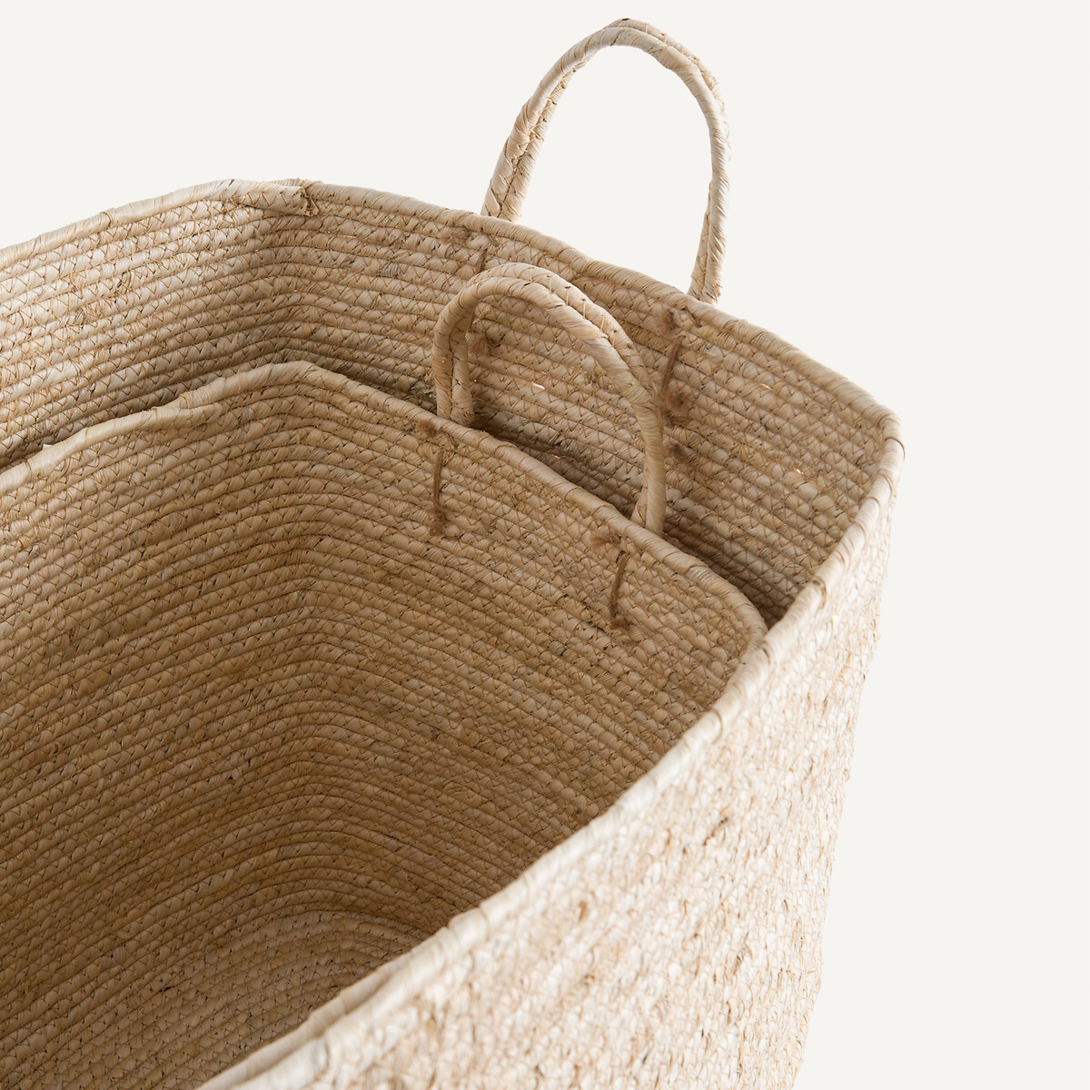 Lot de 2 paniers tressés en corde de maïs, Aiocha naturel, LA REDOUTE INTERIEURS