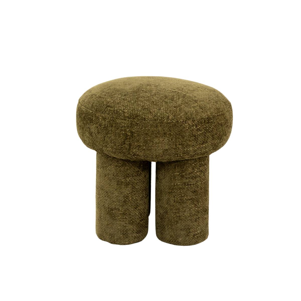 Petit tabouret en tissu TOBY vert, MADE IN MEUBLES 