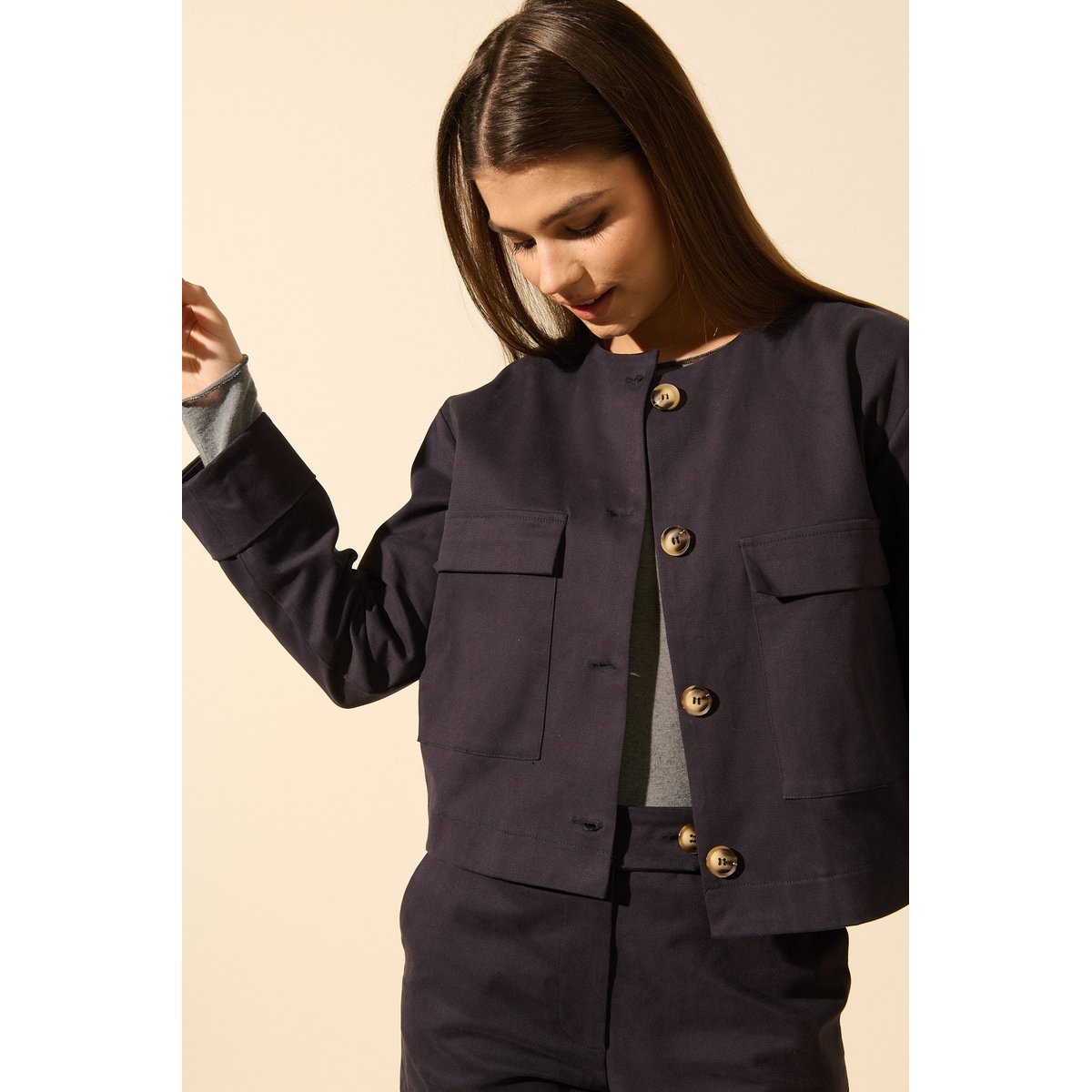 Veste boutonnée PAULINE bleu marine, BENOA