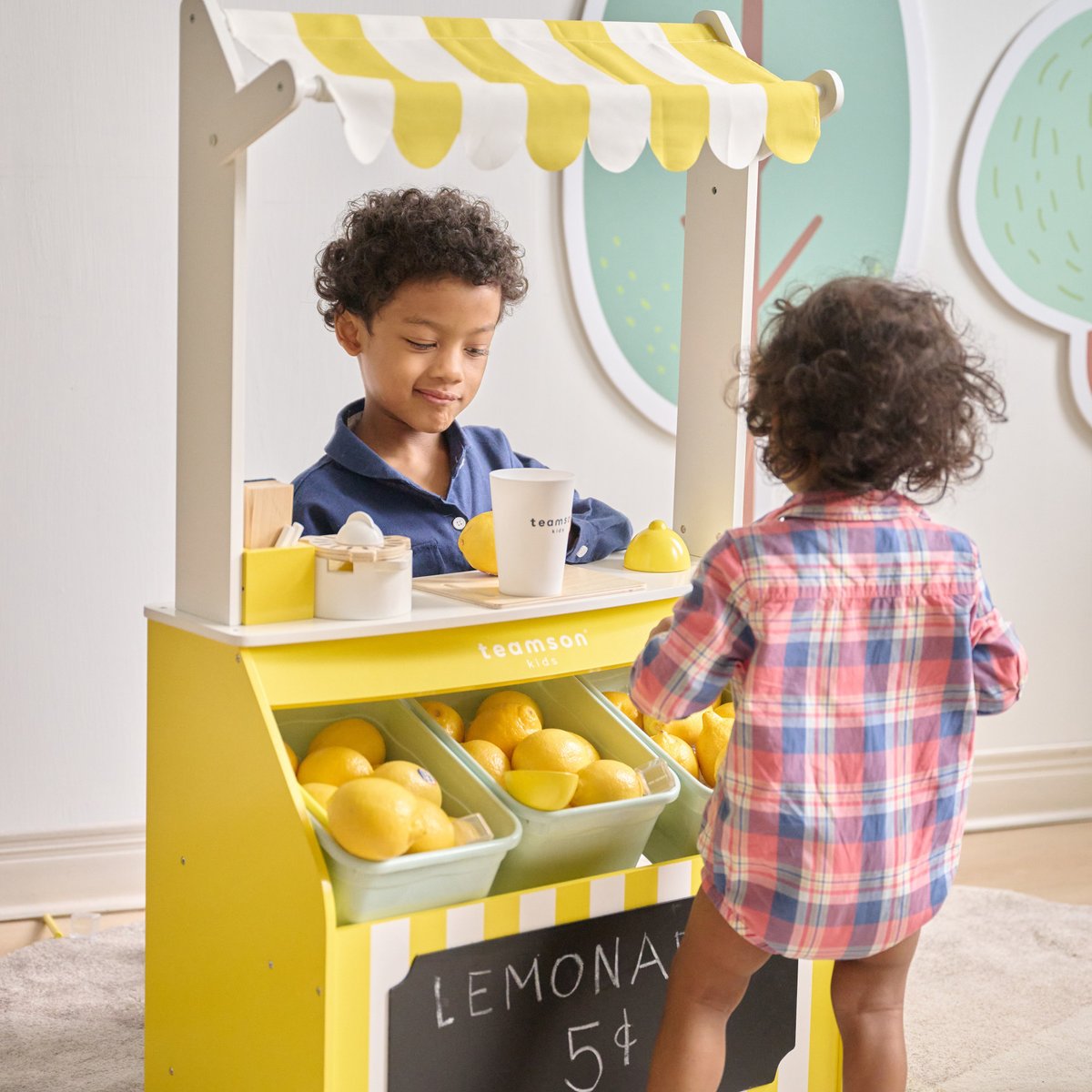 Stand limonade bois 18 accessoires jeu de rôle éducatif, SUNNY CITRUS couleur unique, TEAMSON KIDS