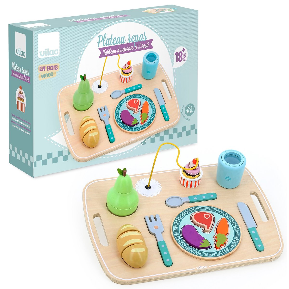 Plateau repas multi-activités beige, VILAC