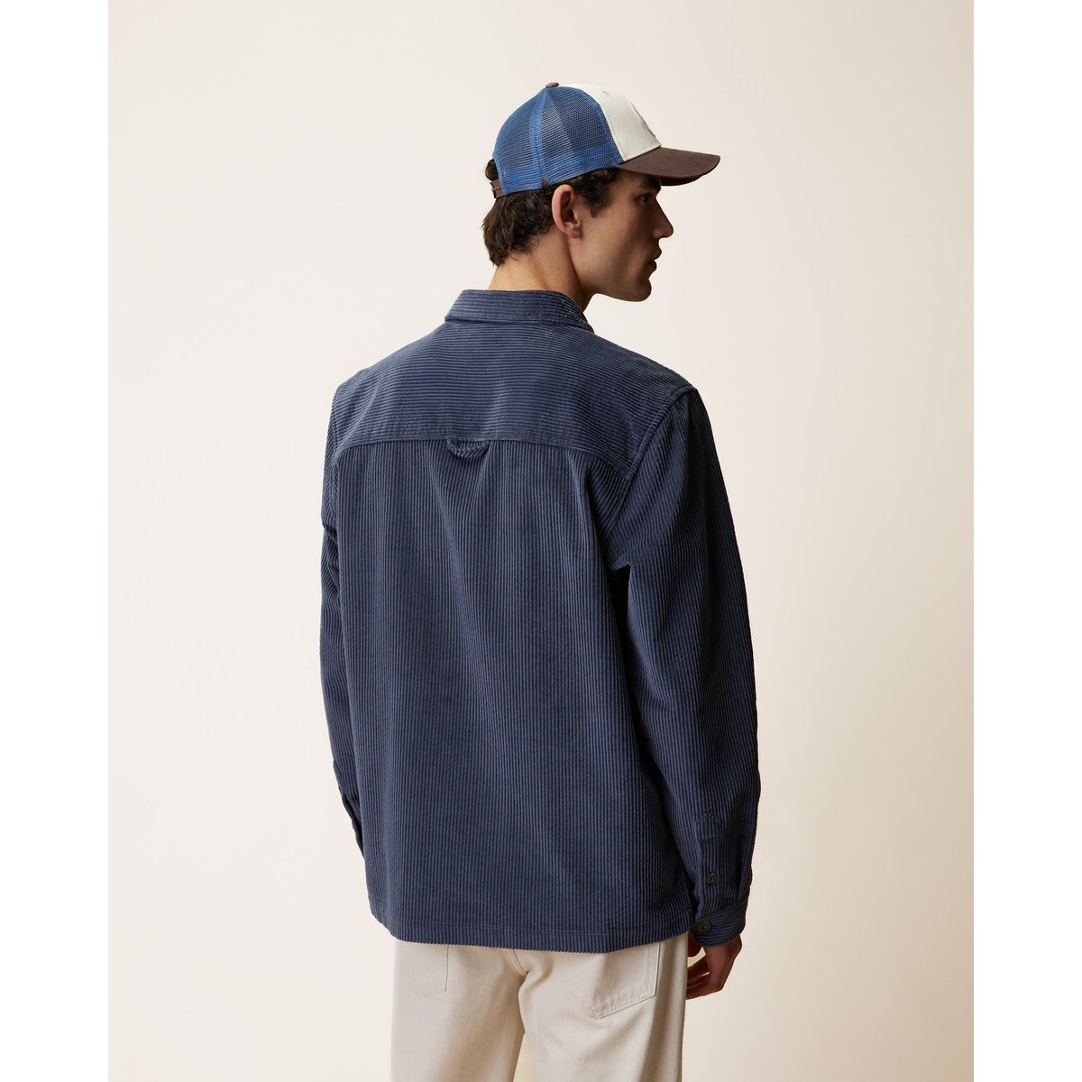 Sur-chemise en velours côtelé marine grisé, FAGUO