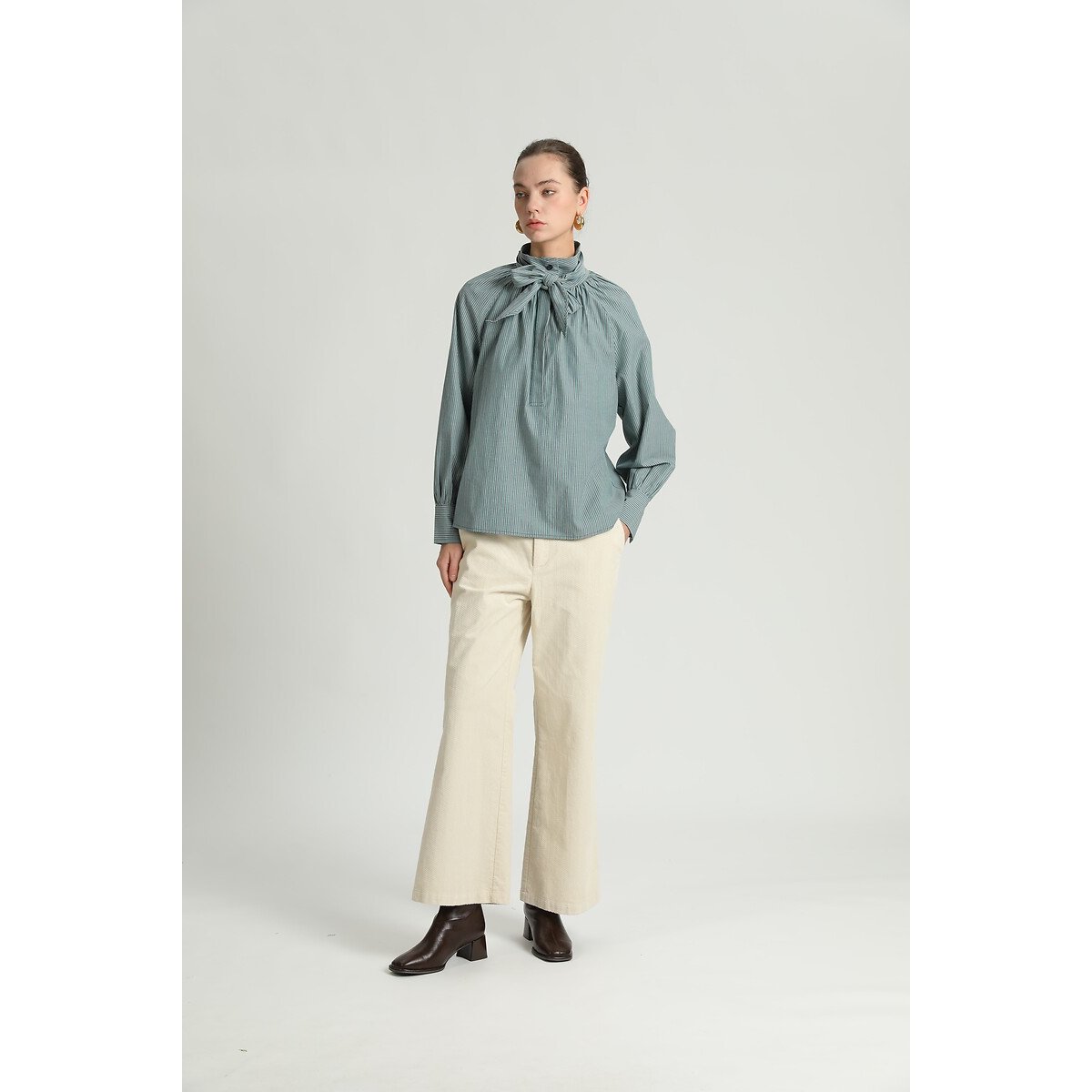 Blouse ample, nœud montant bleu, SEE U SOON