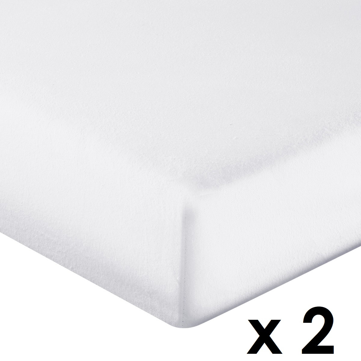 Lot de 2 protège-matelas en coton biologique bonnet 30 cm ORGANIKA SUPREME blanc, SENSEI MAISON