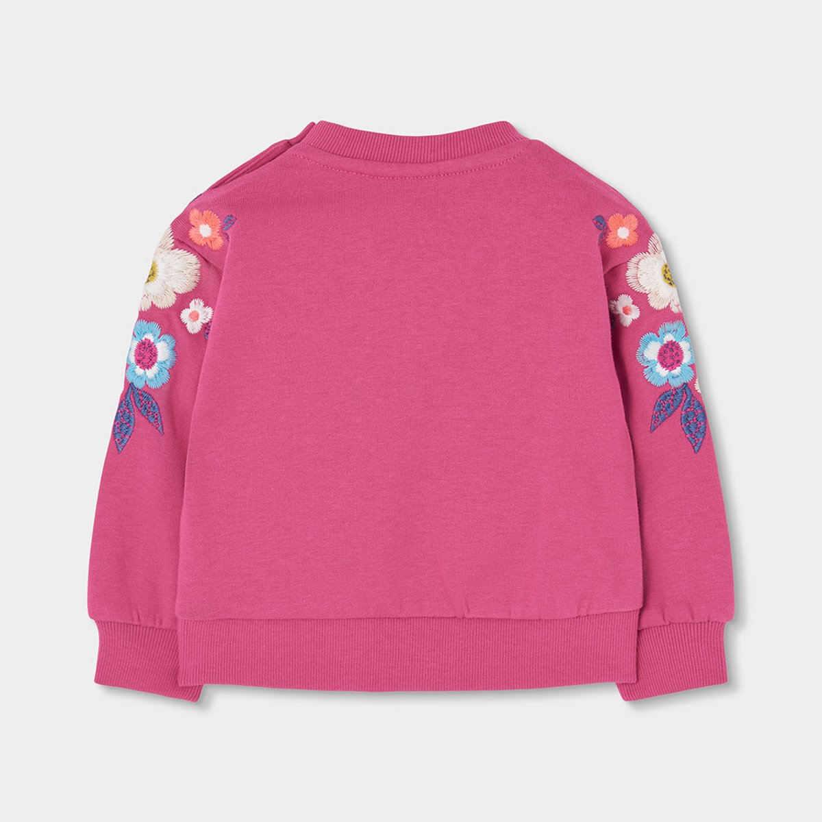 Sweat-shirt fille en molleton brodé fleurs violet, BOBOLI
