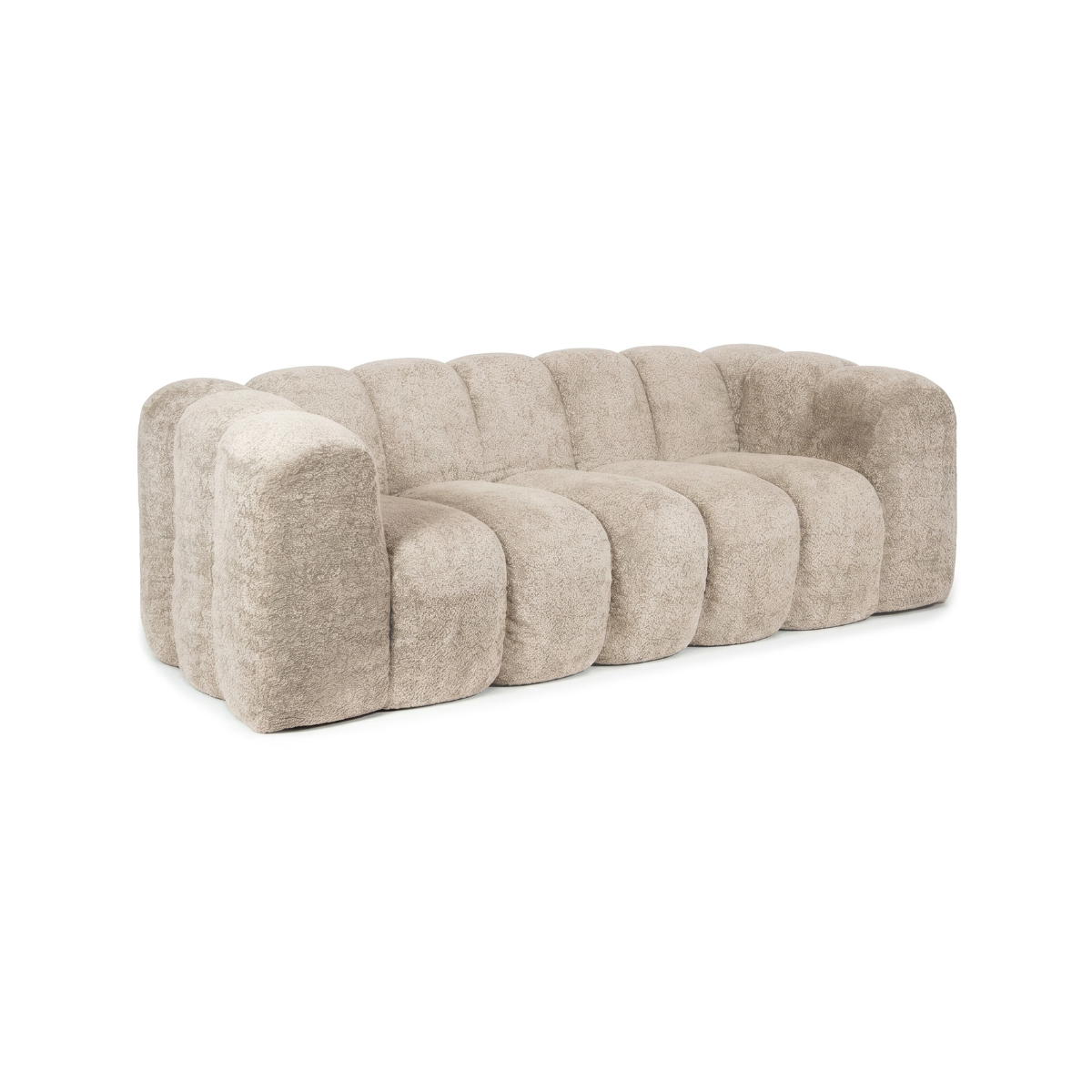 Canapé 3 places en tissu bouclé beige - EZRA beige, CALICOSY