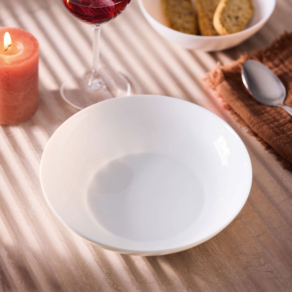 6 assiettes creuses blanches 20 cm -APY blanc, LUMINARC