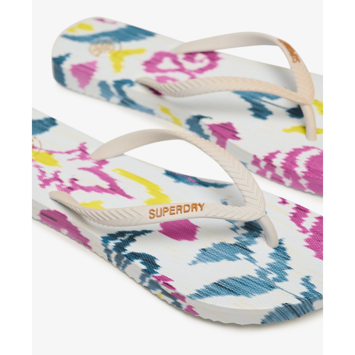 Tongs à Imprimé Intégral blanc ikat floral, SUPERDRY