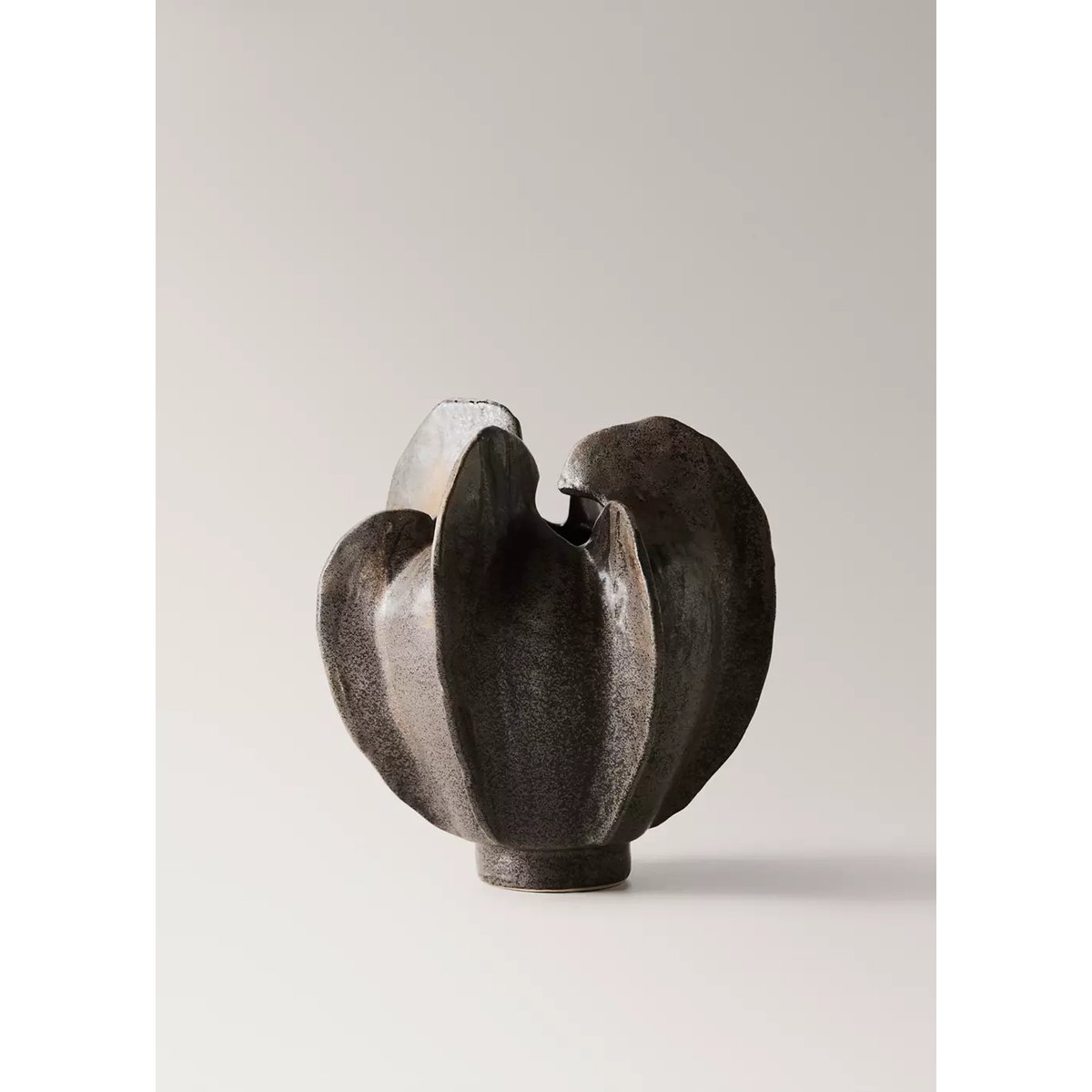 Vase bas en grès organique marron, MANGO HOME
