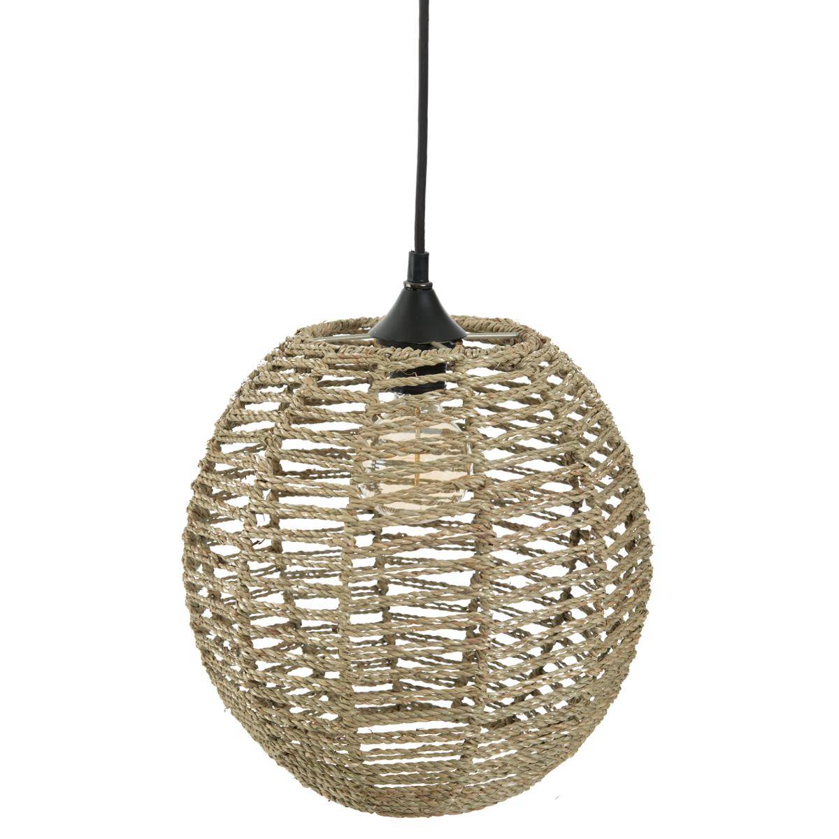 Suspension sphérique en rotin tressé RANA beige, ATMOSPHERA