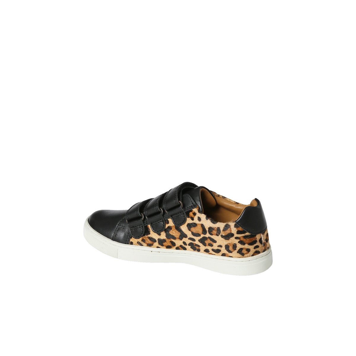 Baskets scratchées cuir imprimé léopard junior noir imprimé, VERTBAUDET