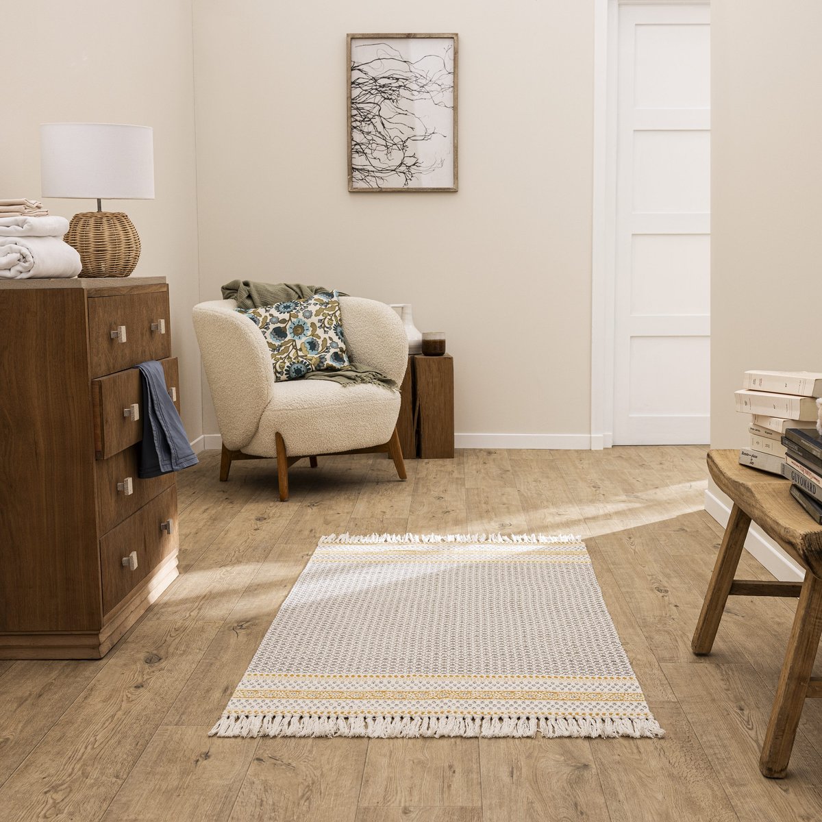Tapis en coton tissé plat, COTONIS jaune, INSPIRE