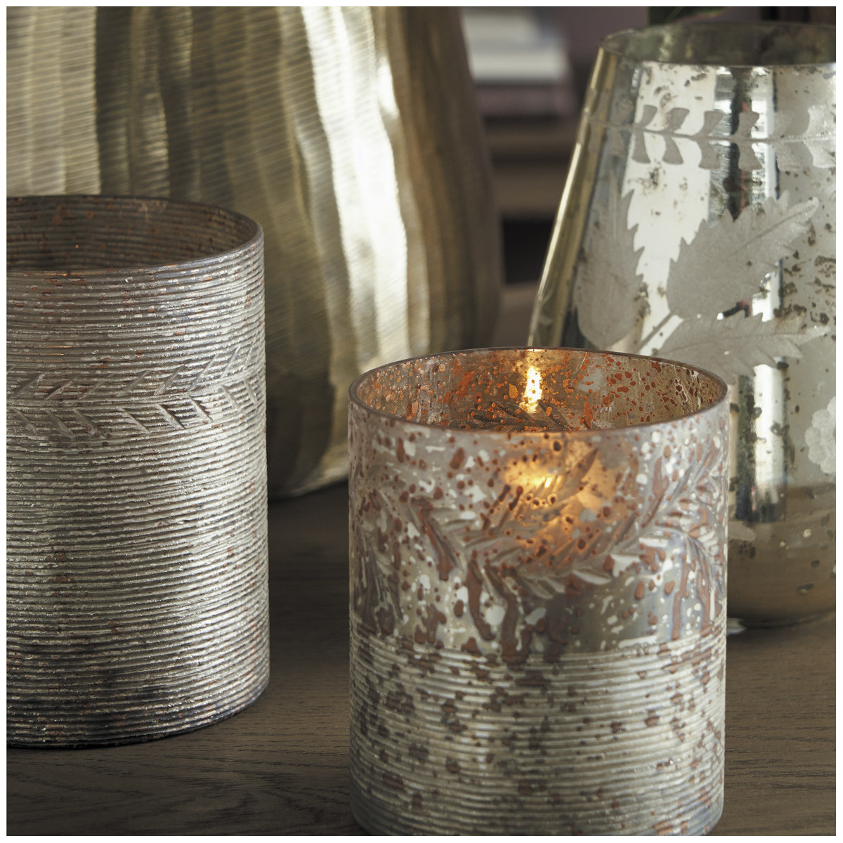 Photophore vase en verre bronze, BLANC D’IVOIRE