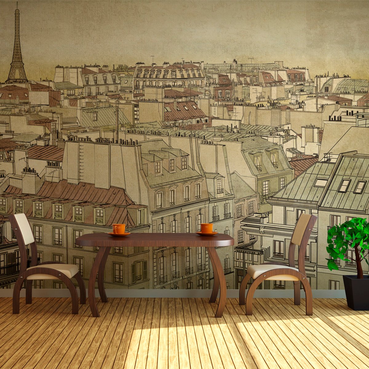 Papier peint intissé panoramique Ville et Architecture Good bye Paris! multicouleur, EDEN