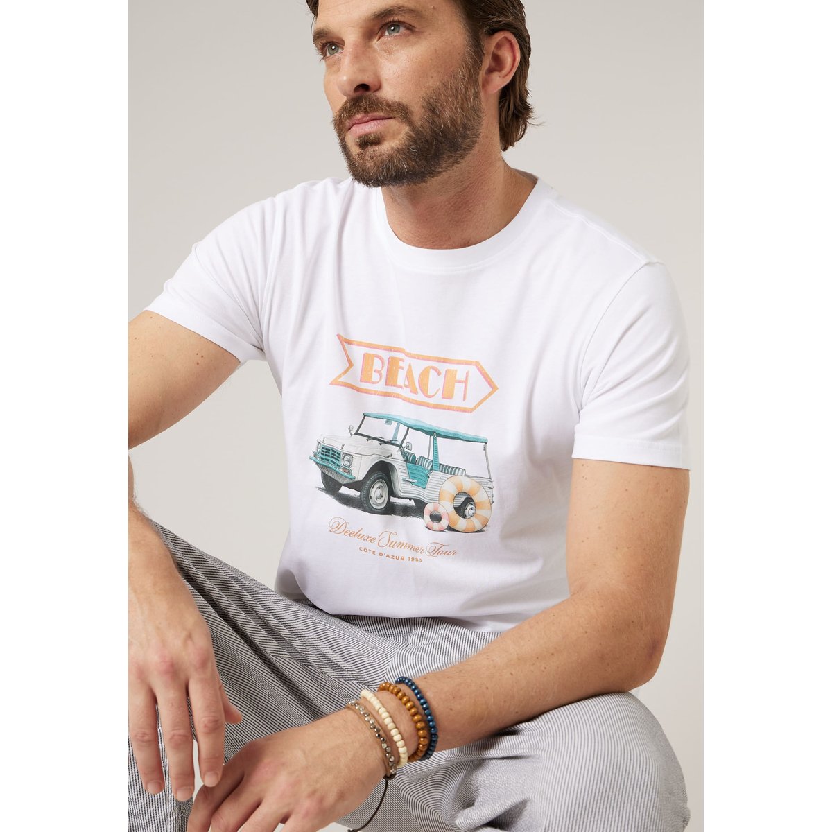 T-shirt homme en coton BEACHWAY white, DEELUXE