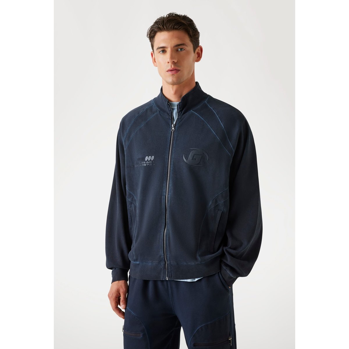 Sweat-Shirt Zippé Logo bleu foncé, GUESS