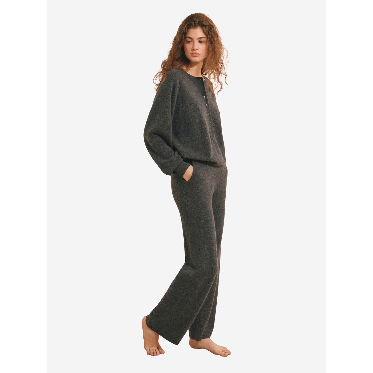 Pantalon de pyjama 100% cachemire LEANA anthracite, ETAM