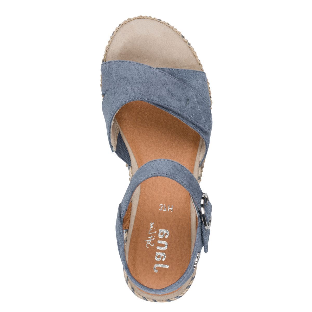 Sandale à talon vegan bleu marine structuré, JANA