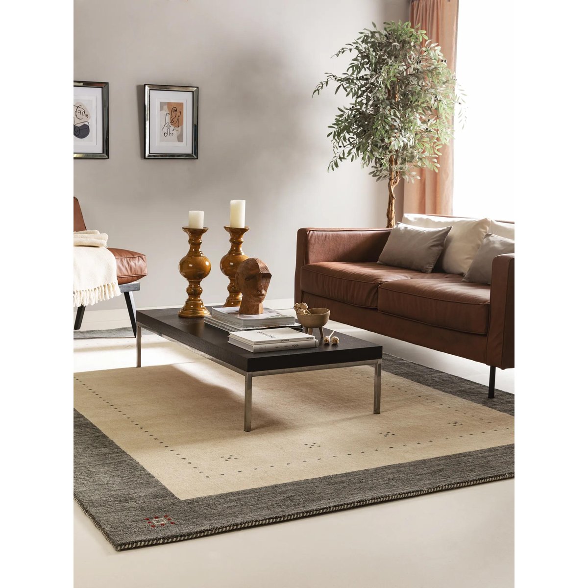 Tapis de laine tissé main JAMAL beige/gris, BENUTA 