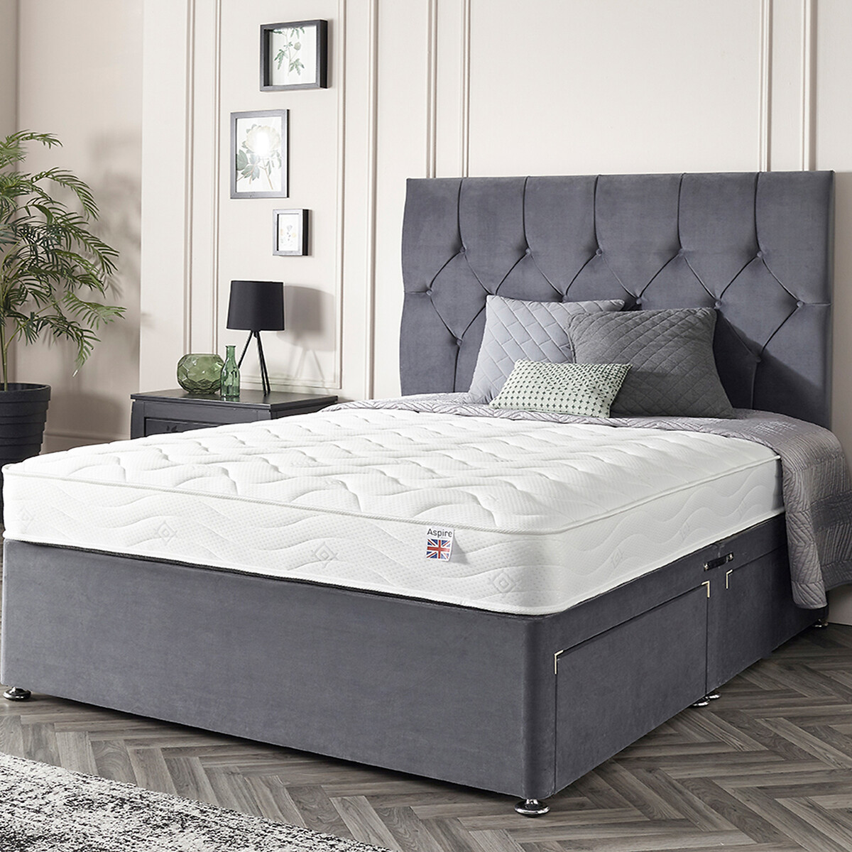 Eco Hybrid Memory Foam Rolled Mattress white, ASPIRE