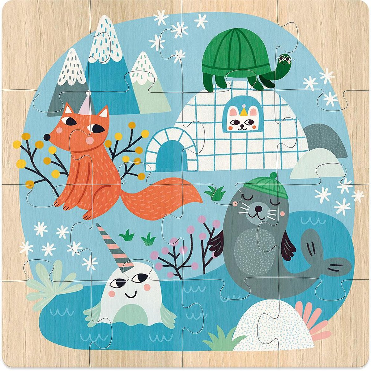 3 puzzles Animaux du monde bleu, VILAC