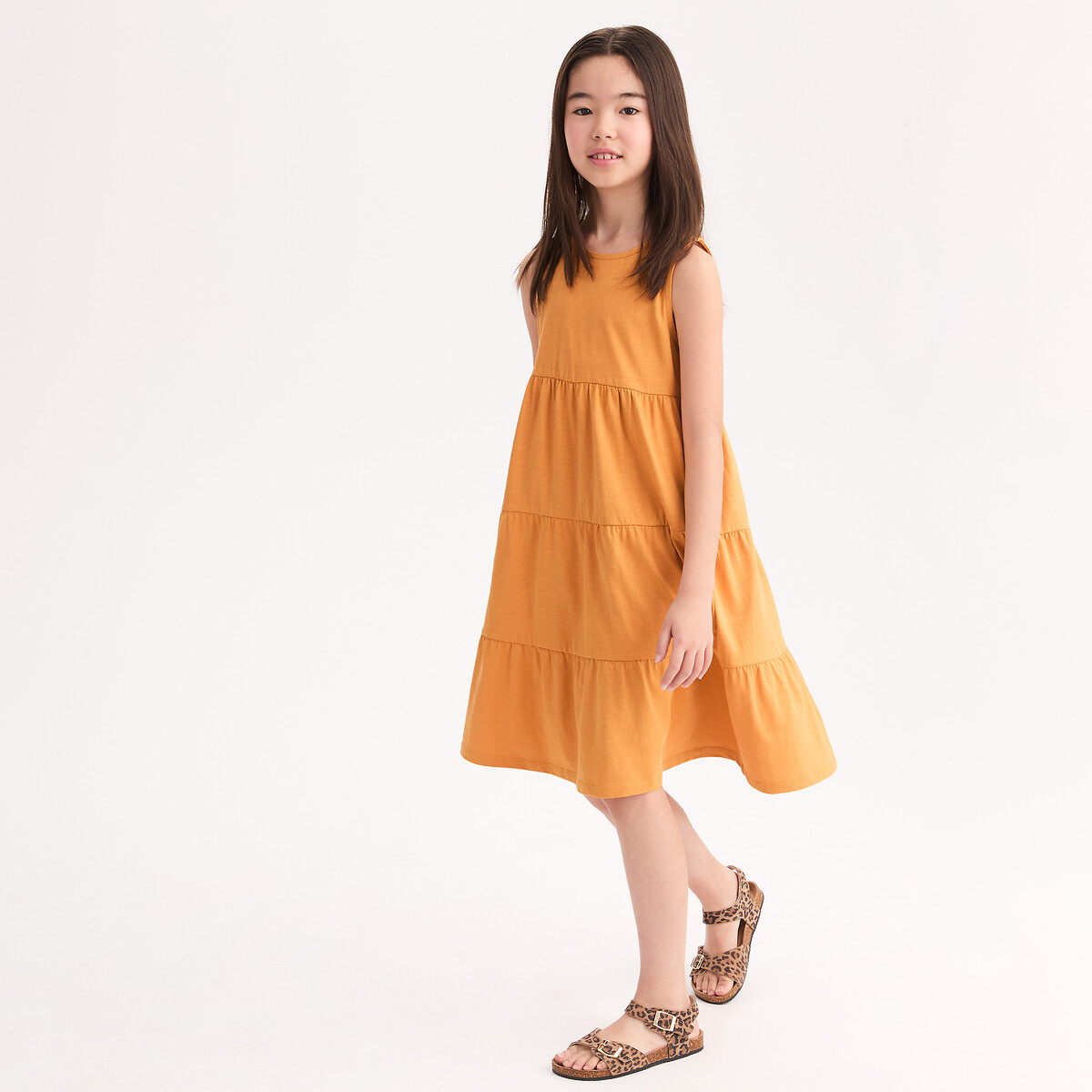 Sandales léopard en cuir à double boucle imprimé léopard, LA REDOUTE COLLECTIONS