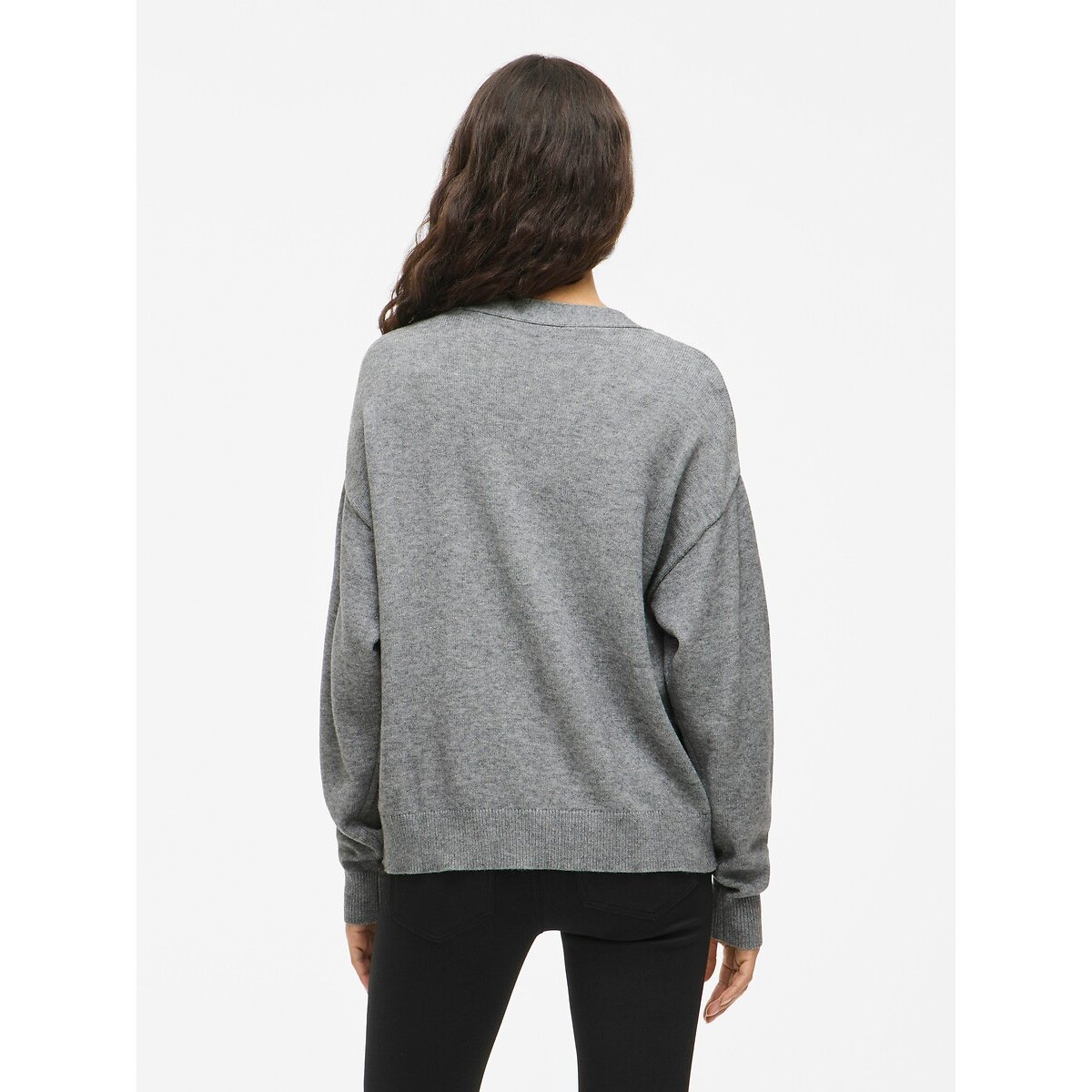 Cardigan con bottoni e collo a V grigio, VILA