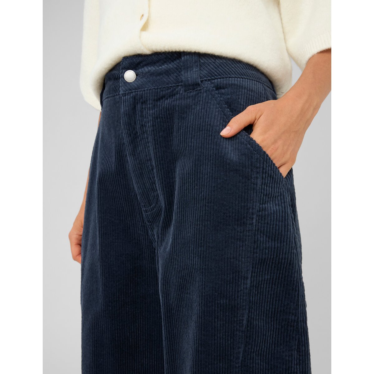 Pantalon balloon en velours bleu foncé, BZB