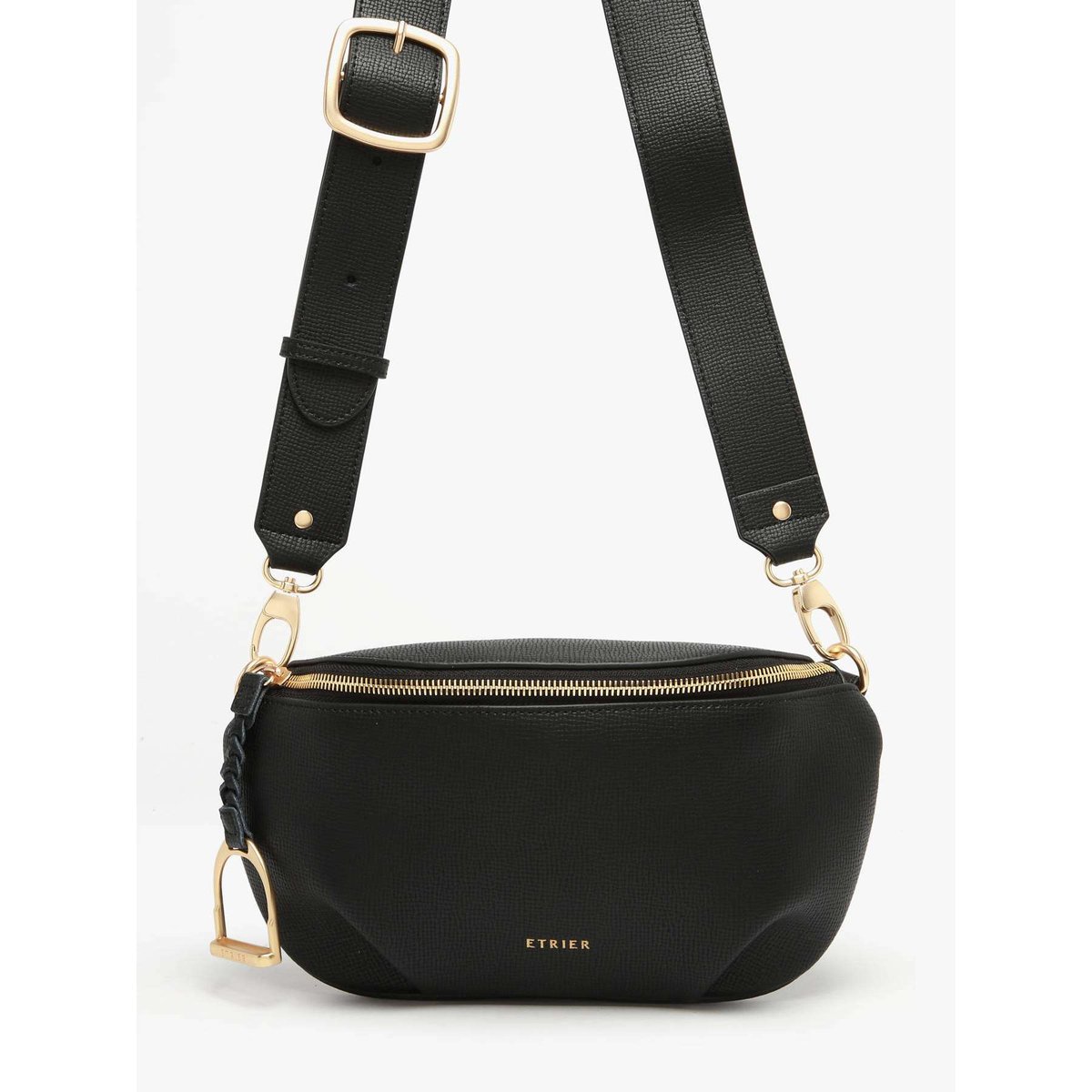 Sac banane Torsade cuir noir, ETRIER