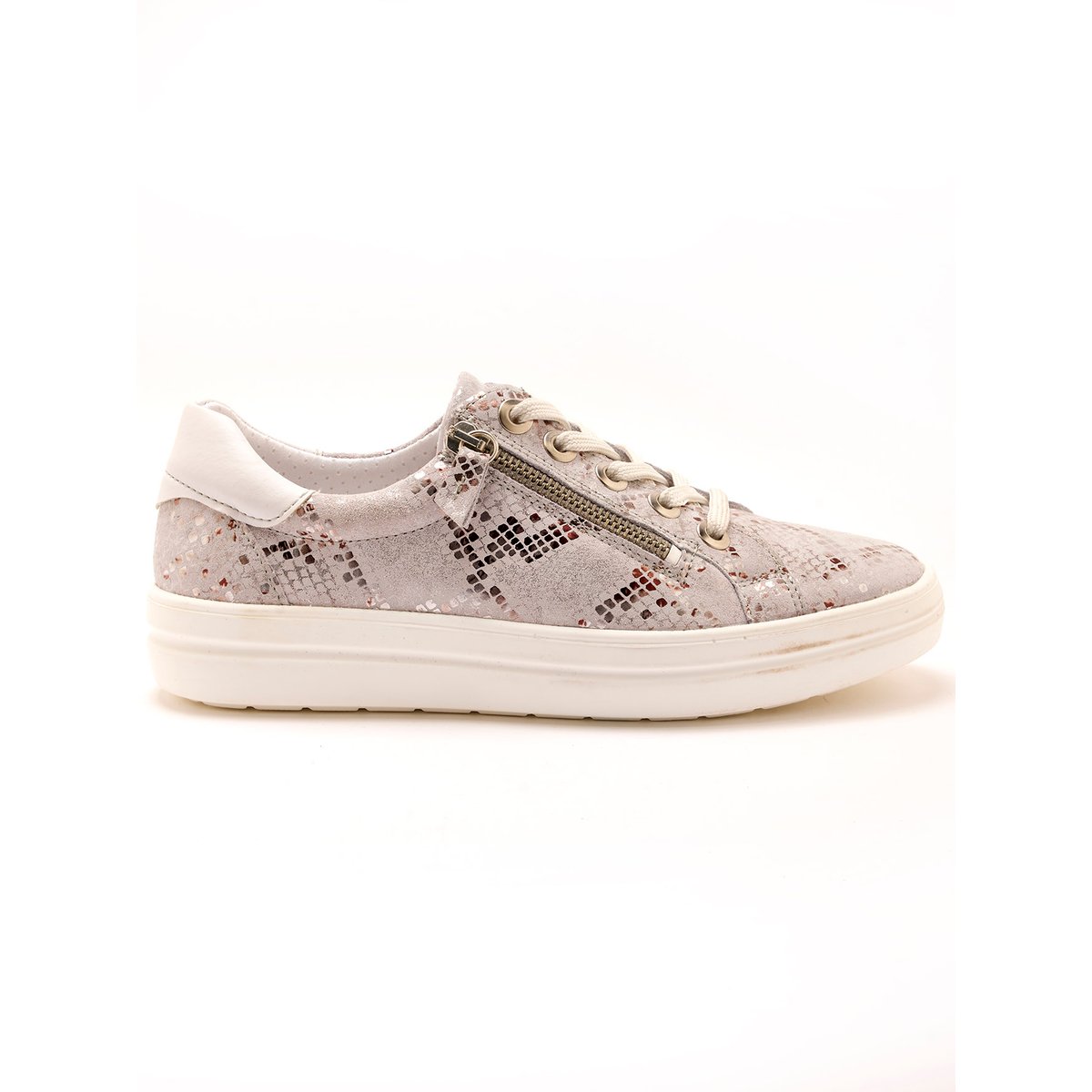 Baskets cuir avec zip et lacets blanc, PEDICONFORT