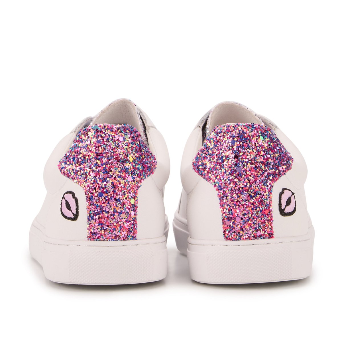 Baskets En Cuir Simone Glitters Multi blanc, BONS BAISERS