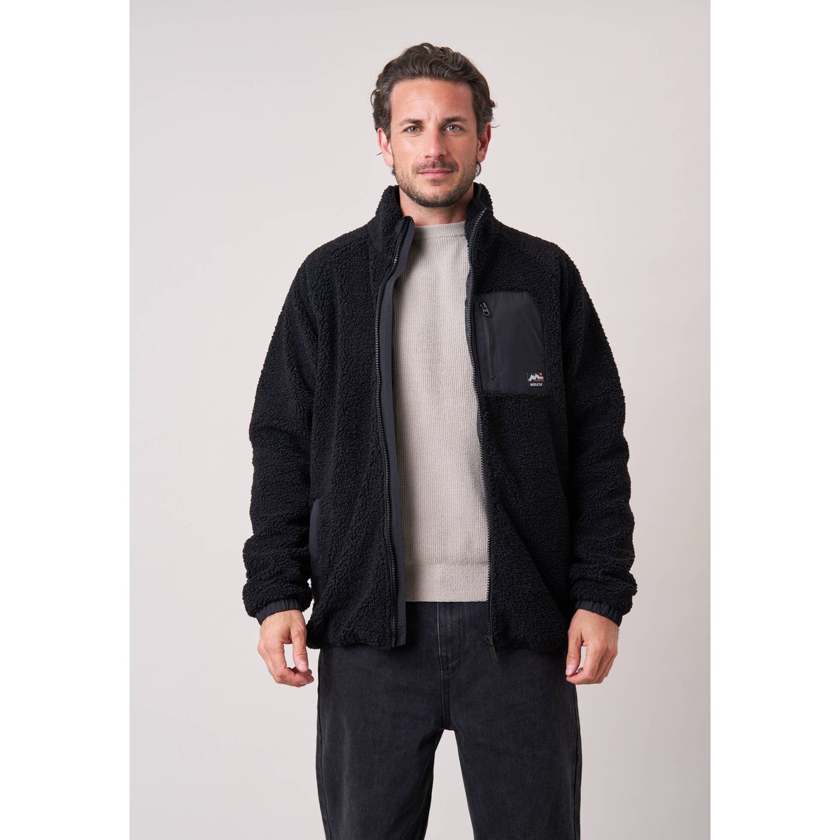 Veste regular homme effet sherpa HAZE black, DEELUXE