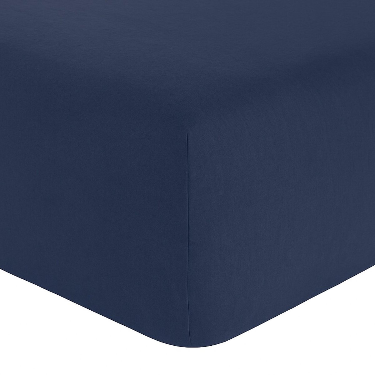 Drap housse en coton bonnet 30 cm uni, TERRA bleu marine, C DESIGN HOME TEXTILE