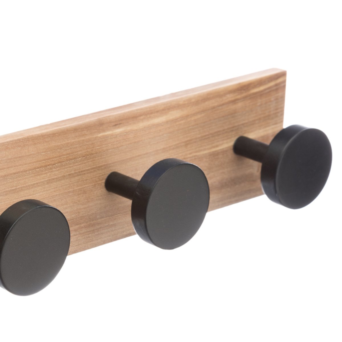Patère murale 4 crochets en bois de pin ROUNDWOOD noir, 5FIVE SIMPLY SMART