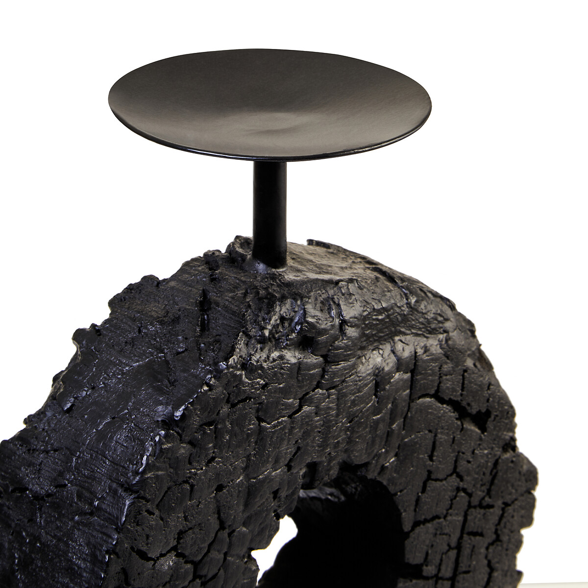 26cm Fidel Charred Black Mango Wood Log Candle Holder black, FIFTY FIVE SOUTH