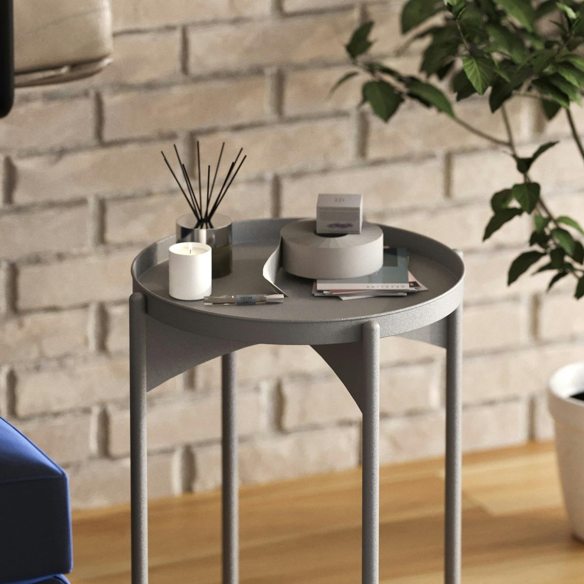 Table d'appoint ronde en métal SFAX gris, PIER IMPORT