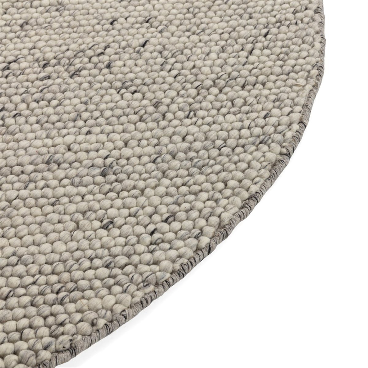 Tapis rond en laine tricotée à la main gris, RECOLLECTION