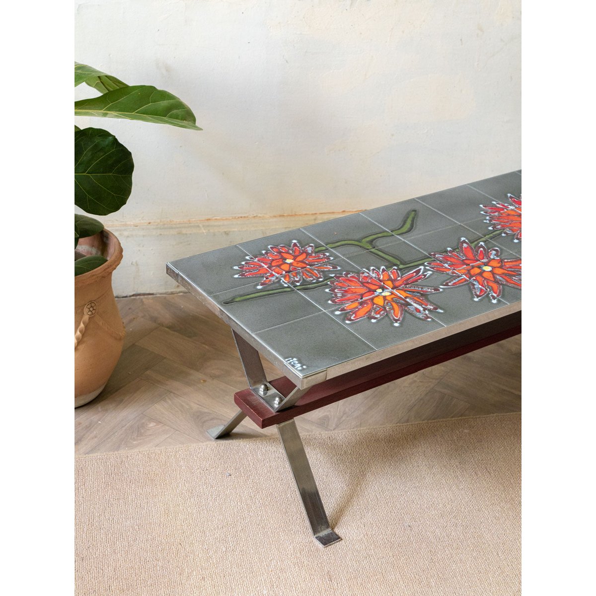 Table basse en céramique Donna N°1017 - Bon état gris, DEBONGOUT
