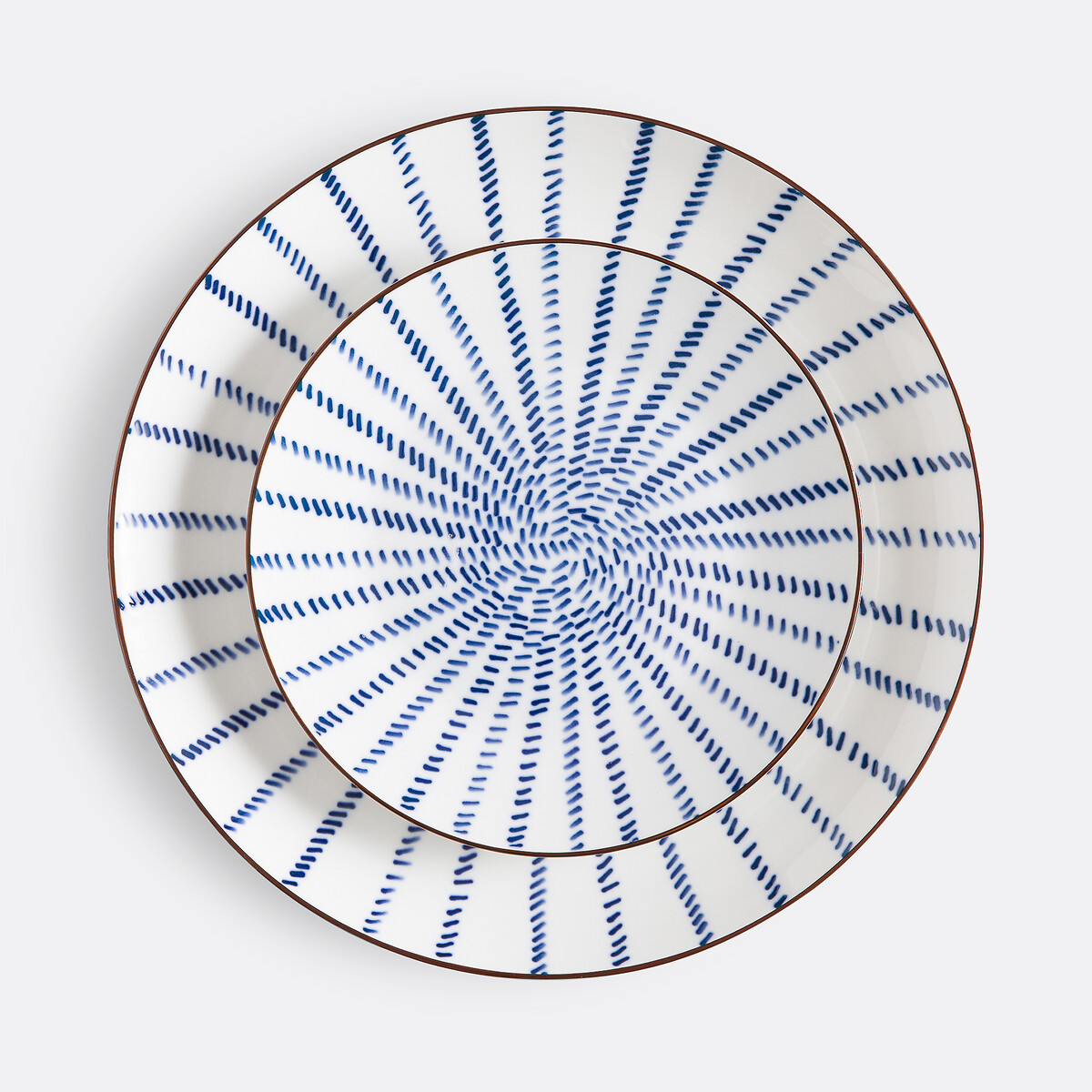 Lot de 4 assiettes plates motif rayons, Bowlia bleu/blanc, LA REDOUTE INTERIEURS