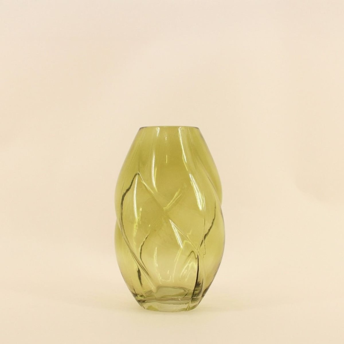 Vase en verre alvéolé, H22cm vert, ORNAMI