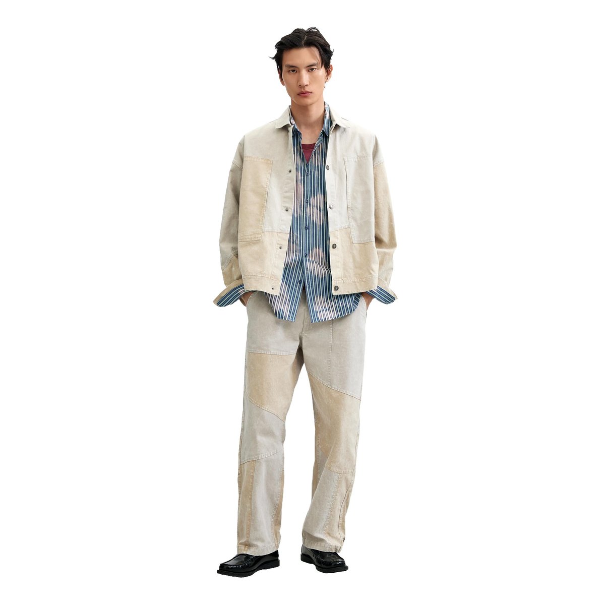 Pantalon patchwork beige, DESIGUAL