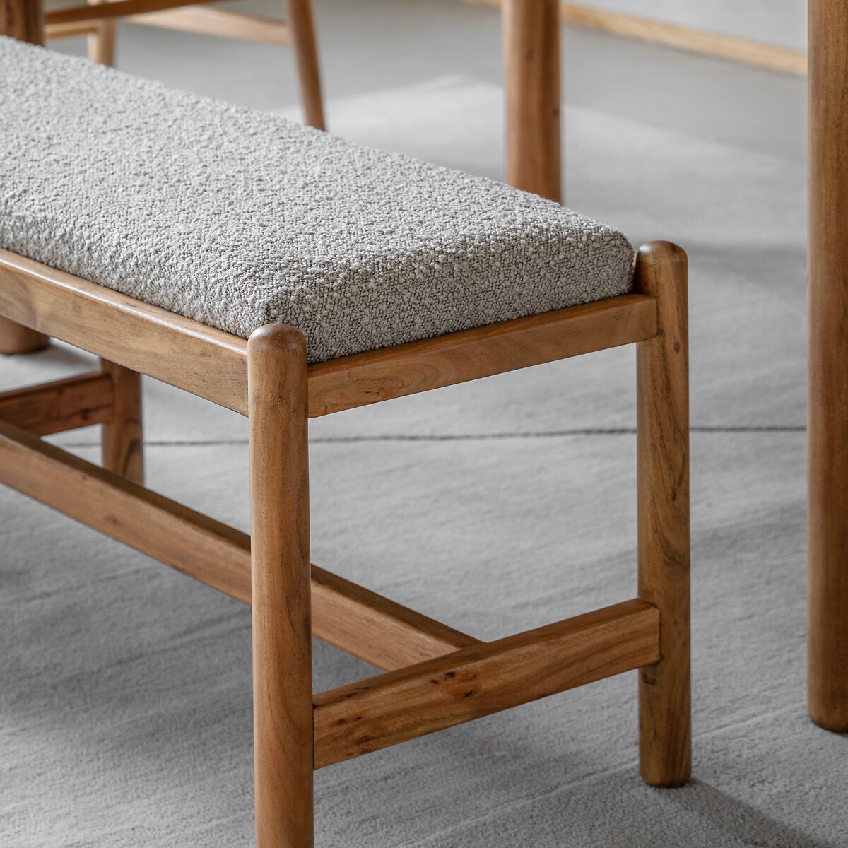 Chico Boucle Upholstered 3 Seater Dining Bench (160 cm) natural, ÉDITÉ
