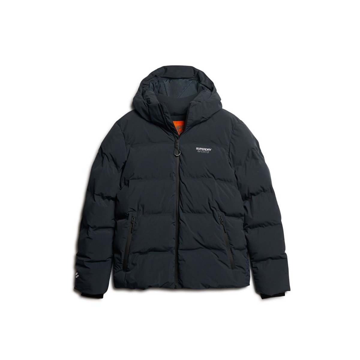 Doudoune droite à capuche bleu marine éclipse, SUPERDRY