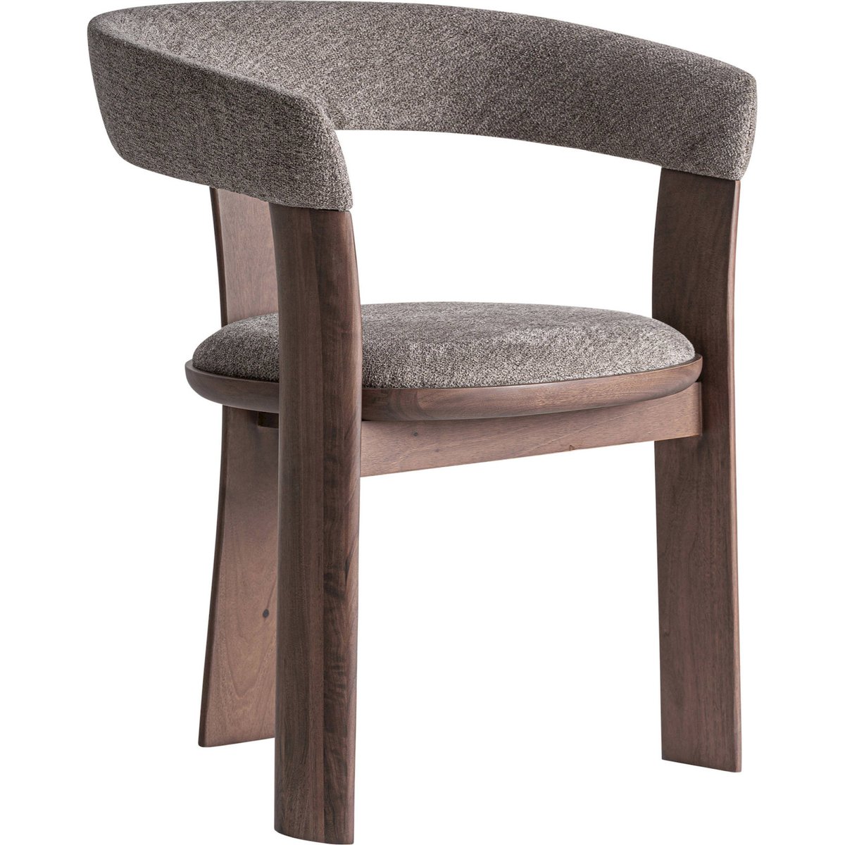 Chaise contemporaine tissu et bois taupe et noyer, RECOLLECTION