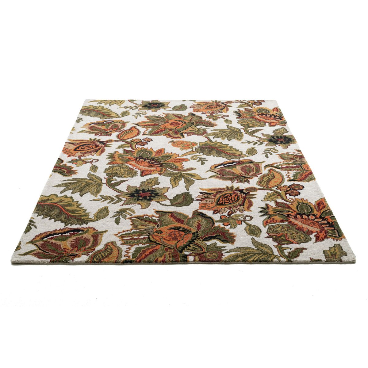 Tapis tufté main en laine vierge et viscose beige, THEKO