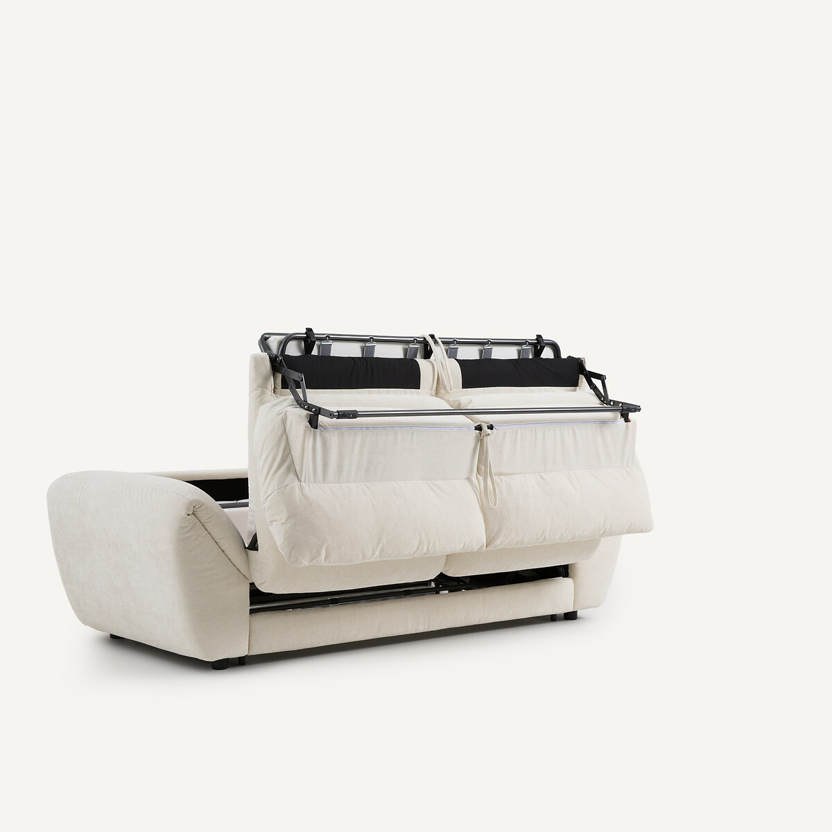 Canapé 3P convertible velours chenille, Edgar blanc, AM.PM