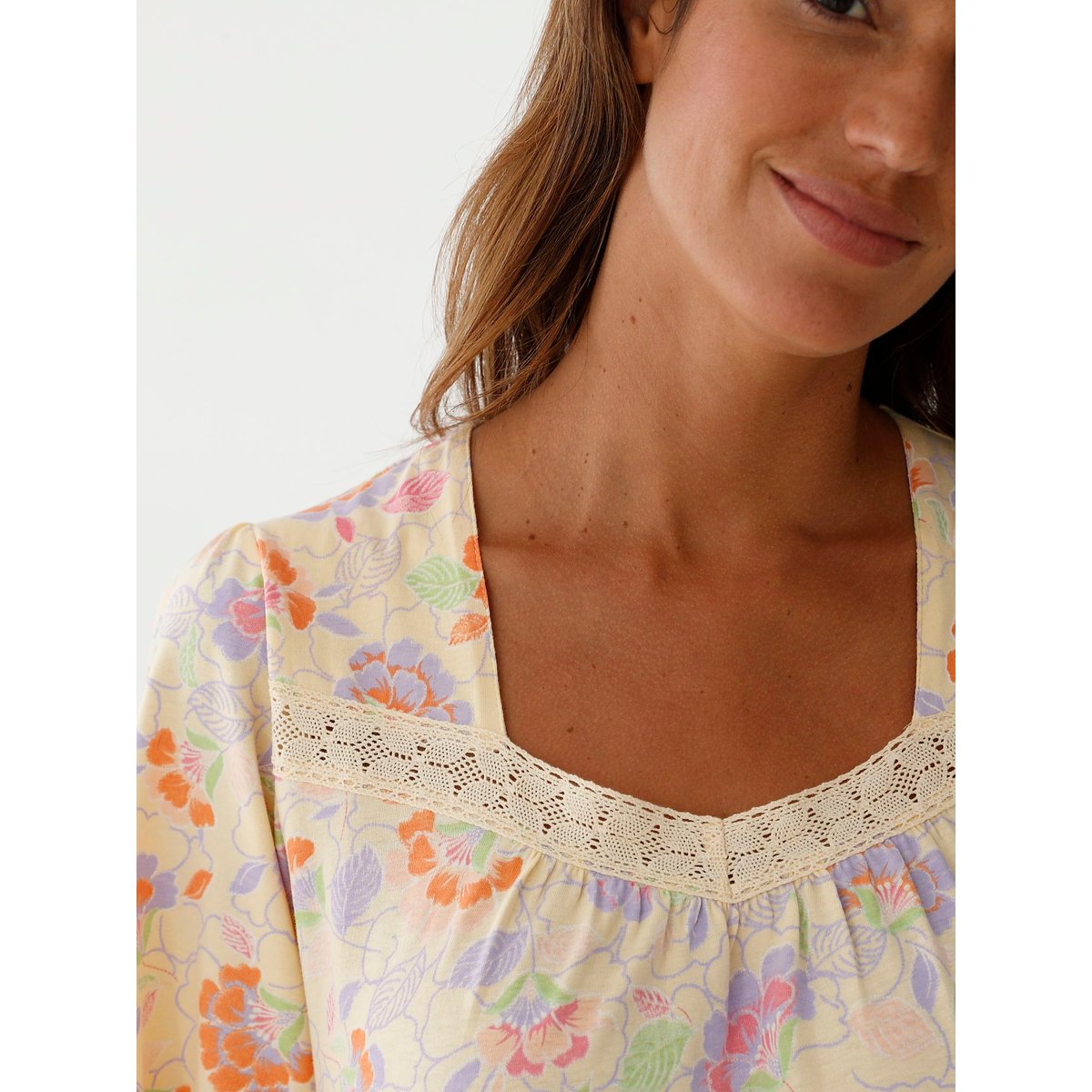 Chemise de nuit en jersey pur coton imprimé lilas, DAXON