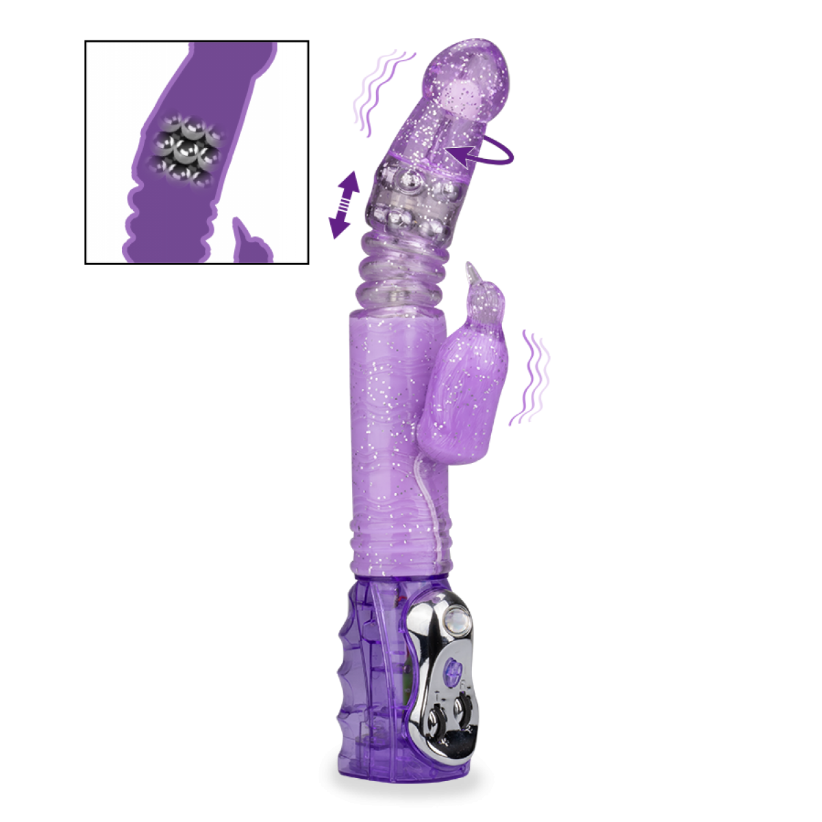 Rabbit glitter penguin va-et-vient automatique violet, LOVE AND VIBES