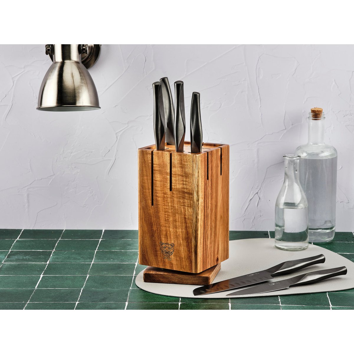 Lot de 1 blocs couteaux en inox, NUDE bois vernis, BJORN